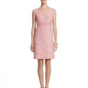 White House Black Market Pink Tweed Cotton Blend Shift Mini Dress